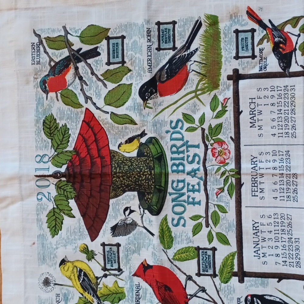 Calendar towel 2018 song bird feast - Picture 2 of 3